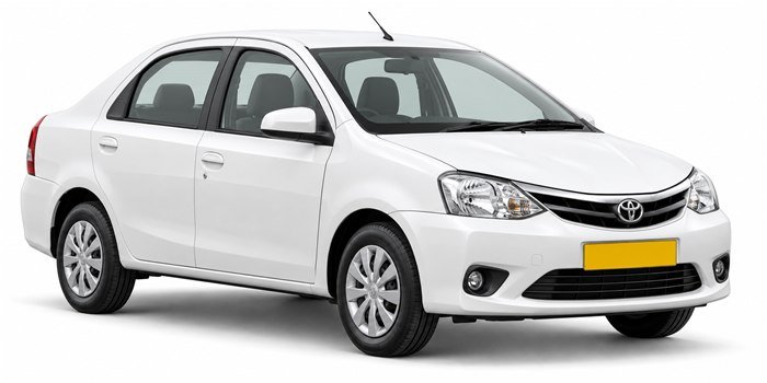 White Toyota Etios AC (Diesel) outstation cab
